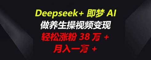 Deepseek+即梦AI，做养生操视频变现，轻松涨粉38W+，月入一W+-轻创资源网