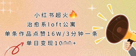 小红书超火的治愈系loft公寓，单条作品点赞16W，3分钟一条，单日变现数张-轻创资源网