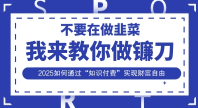 韭菜生涯终结者，我来教你做镰刀，2025如何通过“知识付费”实现财F自由【揭秘】-轻创资源网