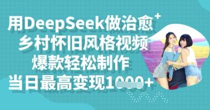 用DeepSeek做治愈乡村怀旧风格视频，爆款轻松制作，当日最高变现多张-轻创资源网